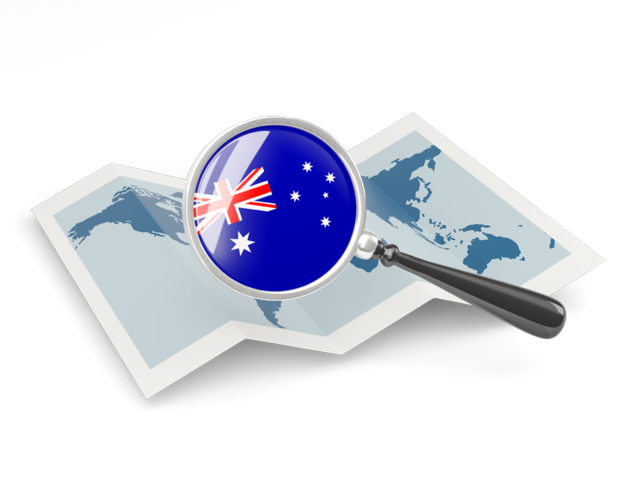Magnified flag with map. Download flag icon of Australia at PNG format