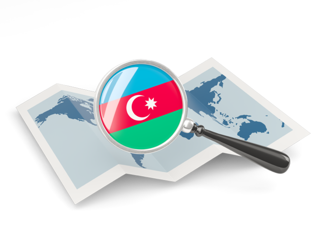 Magnified flag with map. Download flag icon of Azerbaijan at PNG format