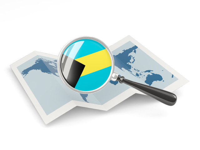 Magnified flag with map. Download flag icon of Bahamas at PNG format
