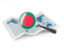 Bangladesh. Magnified flag with map. Download icon.