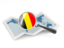 Belgium. Magnified flag with map. Download icon.