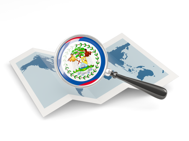 Magnified flag with map. Download flag icon of Belize at PNG format