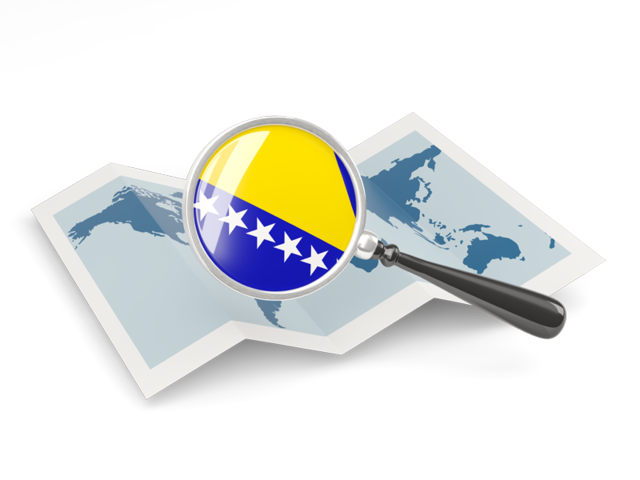 Magnified flag with map. Download flag icon of Bosnia and Herzegovina at PNG format