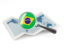 Brazil. Magnified flag with map. Download icon.