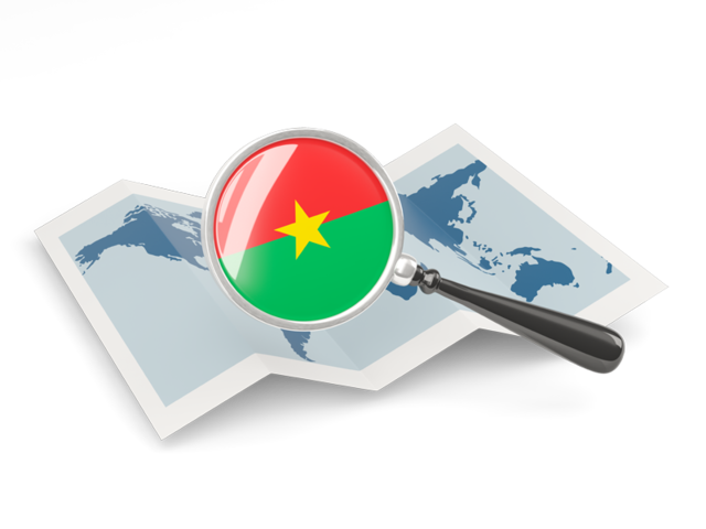 Magnified flag with map. Download flag icon of Burkina Faso at PNG format