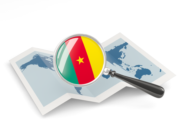 Magnified flag with map. Download flag icon of Cameroon at PNG format