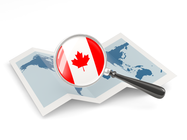 Magnified flag with map. Download flag icon of Canada at PNG format