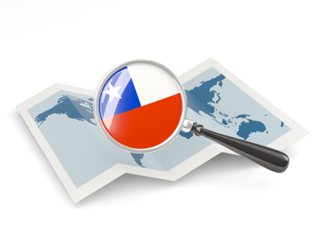 Magnified flag with map. Download flag icon of Chile at PNG format