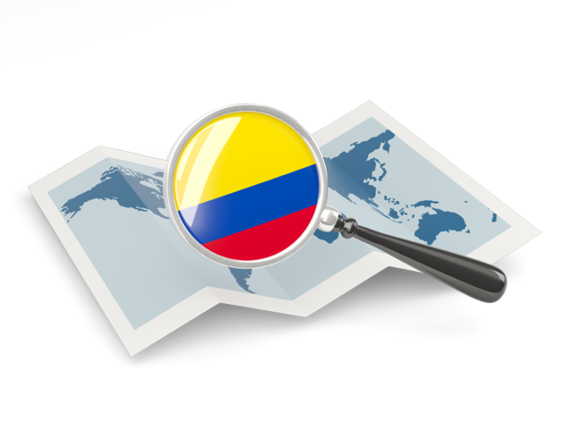 Magnified flag with map. Download flag icon of Colombia at PNG format