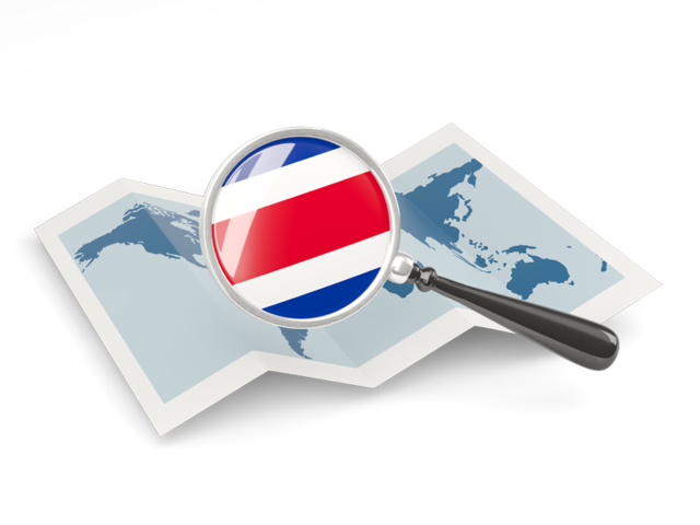 Magnified flag with map. Download flag icon of Costa Rica at PNG format