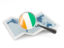 Cote d'Ivoire. Magnified flag with map. Download icon.