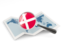 Denmark. Magnified flag with map. Download icon.