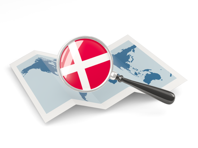 Magnified flag with map. Download flag icon of Denmark at PNG format