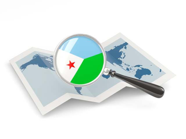 Magnified flag with map. Download flag icon of Djibouti at PNG format