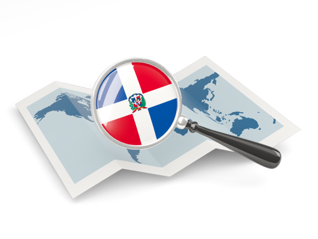 Magnified flag with map. Download flag icon of Dominican Republic at PNG format