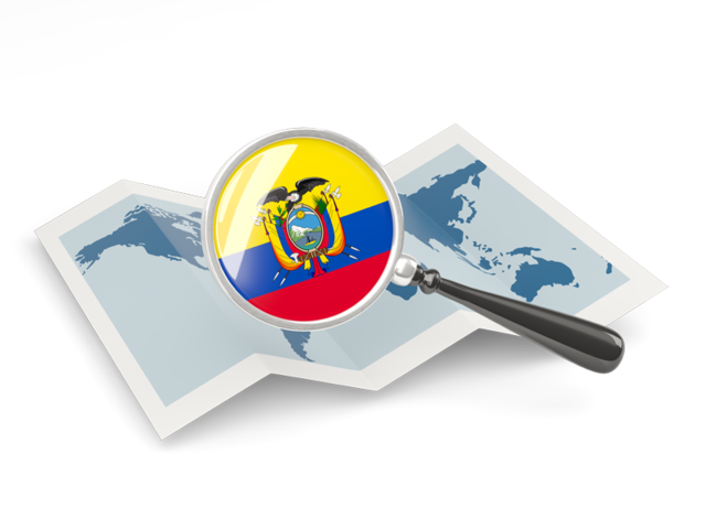 Magnified flag with map. Download flag icon of Ecuador at PNG format