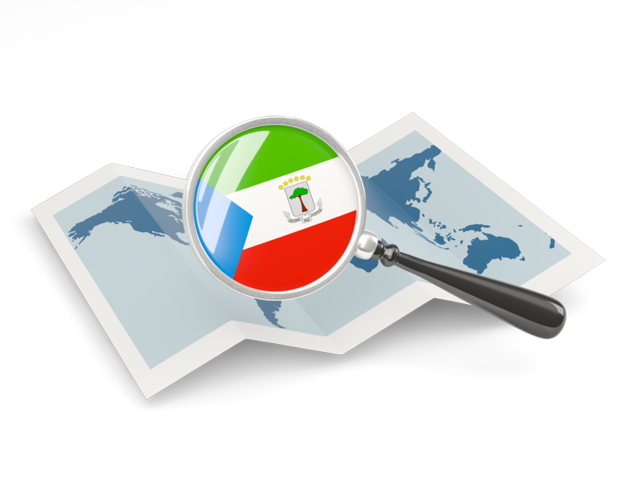 Magnified flag with map. Download flag icon of Equatorial Guinea at PNG format