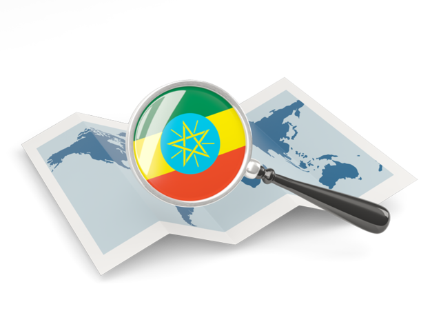 Magnified flag with map. Download flag icon of Ethiopia at PNG format