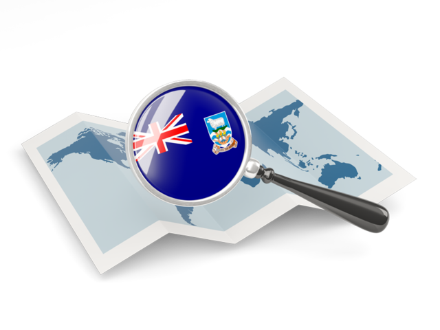 Magnified flag with map. Download flag icon of Falkland Islands at PNG format