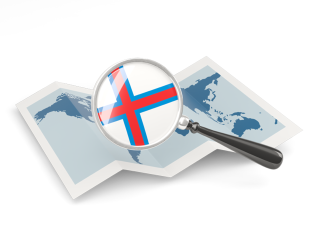 Magnified flag with map. Download flag icon of Faroe Islands at PNG format