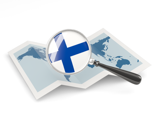 Magnified flag with map. Download flag icon of Finland at PNG format