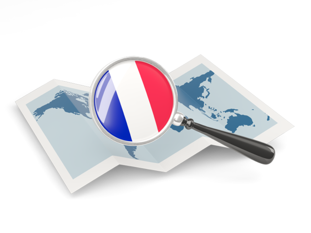Magnified flag with map. Download flag icon of France at PNG format