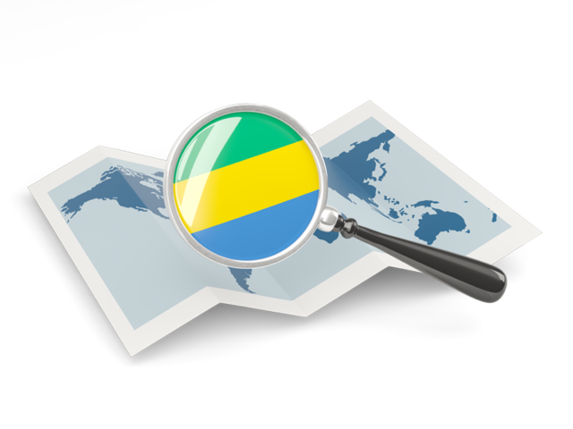 Magnified flag with map. Download flag icon of Gabon at PNG format
