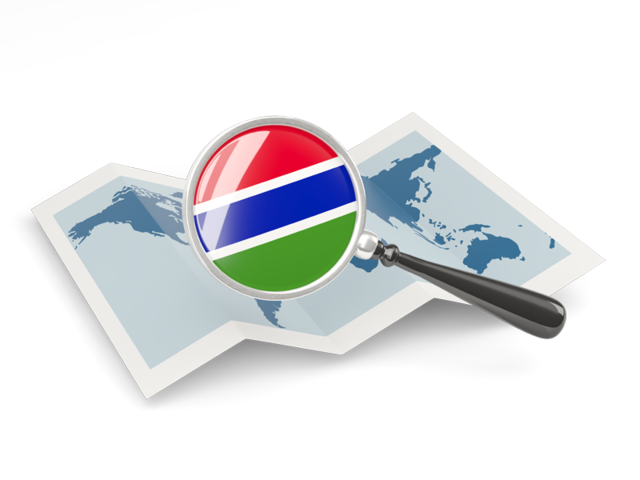 Magnified flag with map. Download flag icon of Gambia at PNG format