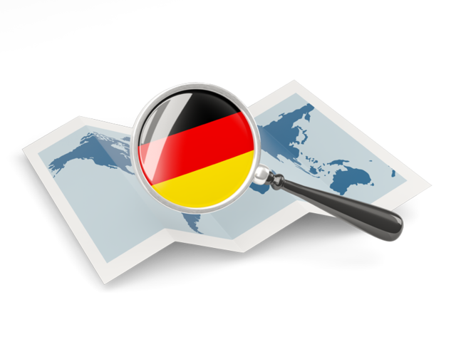 Magnified flag with map. Download flag icon of Germany at PNG format