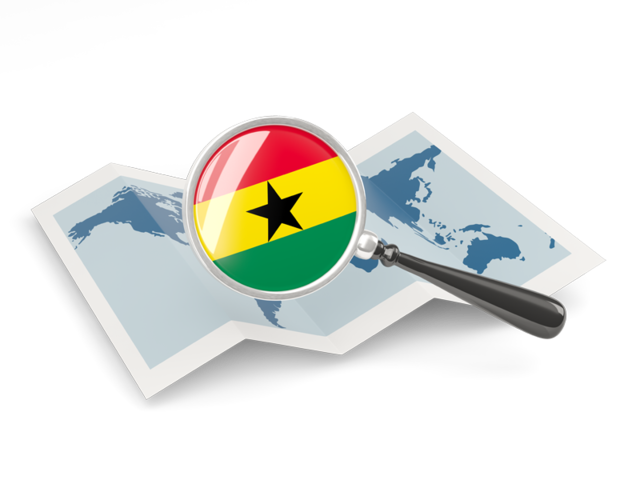Magnified flag with map. Download flag icon of Ghana at PNG format