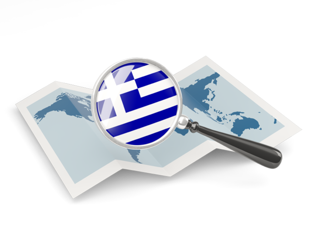 Magnified flag with map. Download flag icon of Greece at PNG format
