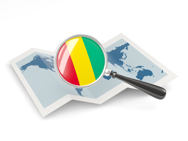 Magnified flag with map. Download flag icon of Guinea at PNG format