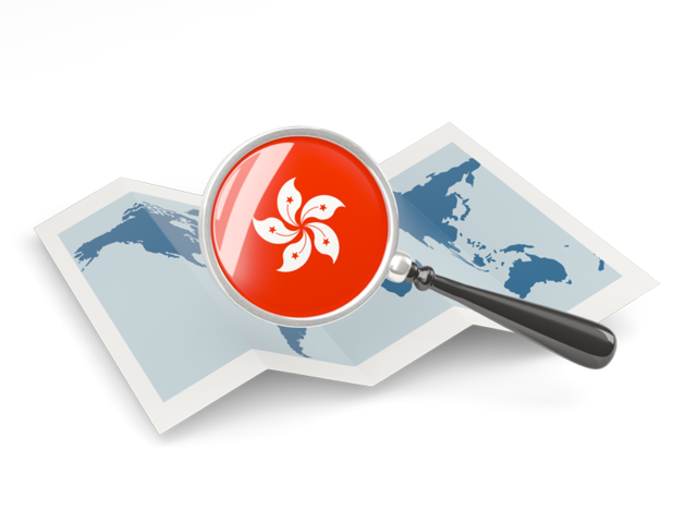 Magnified flag with map. Download flag icon of Hong Kong at PNG format