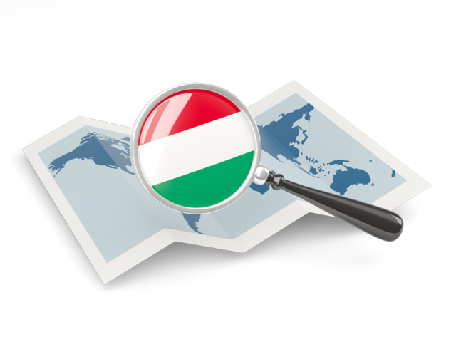 Magnified flag with map. Download flag icon of Hungary at PNG format
