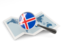 Iceland. Magnified flag with map. Download icon.