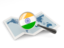 India. Magnified flag with map. Download icon.