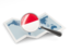 Indonesia. Magnified flag with map. Download icon.