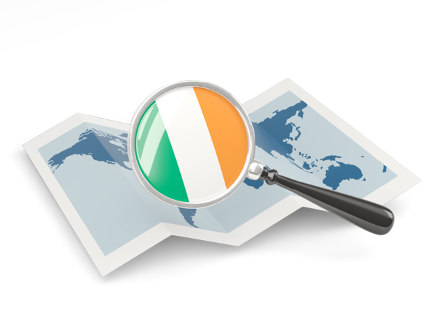Magnified flag with map. Download flag icon of Ireland at PNG format