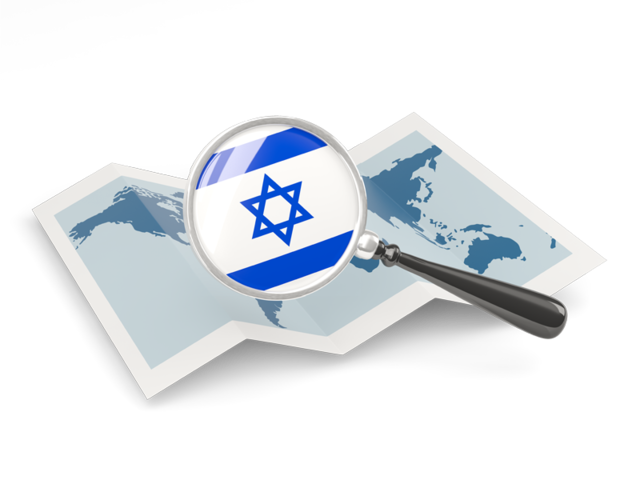 Magnified flag with map. Download flag icon of Israel at PNG format