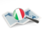 Italy. Magnified flag with map. Download icon.