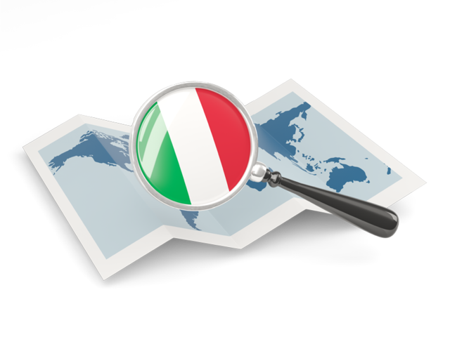 Magnified flag with map. Download flag icon of Italy at PNG format