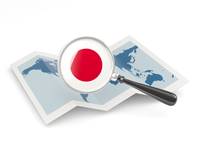 Magnified flag with map. Download flag icon of Japan at PNG format