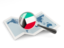 Kuwait. Magnified flag with map. Download icon.