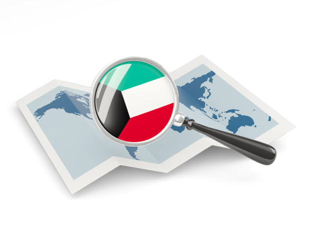 Magnified flag with map. Download flag icon of Kuwait at PNG format