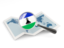 Lesotho. Magnified flag with map. Download icon.