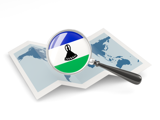 Magnified flag with map. Download flag icon of Lesotho at PNG format