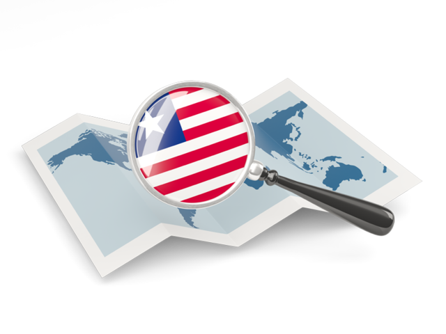 Magnified flag with map. Download flag icon of Liberia at PNG format