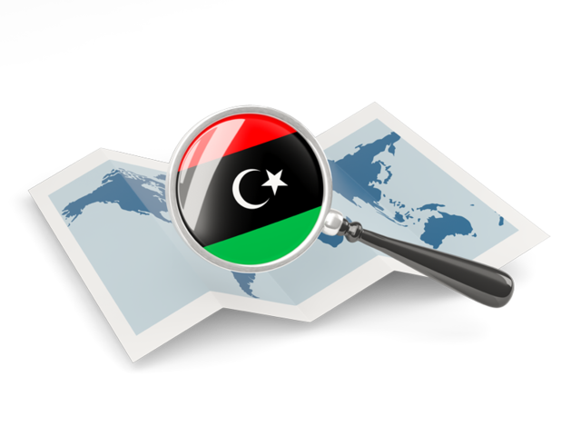 Magnified flag with map. Download flag icon of Libya at PNG format