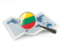 Lithuania. Magnified flag with map. Download icon.