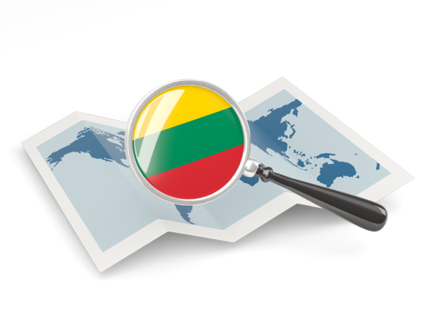 Magnified flag with map. Download flag icon of Lithuania at PNG format